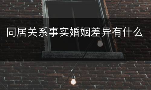 同居关系事实婚姻差异有什么