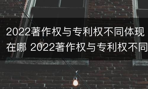 2022著作权与专利权不同体现在哪 2022著作权与专利权不同体现在哪些方面