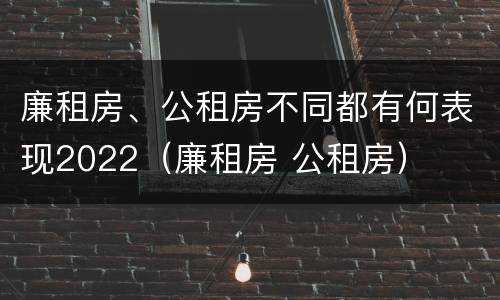 廉租房、公租房不同都有何表现2022（廉租房 公租房）