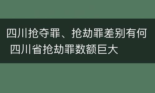 四川抢夺罪、抢劫罪差别有何 四川省抢劫罪数额巨大