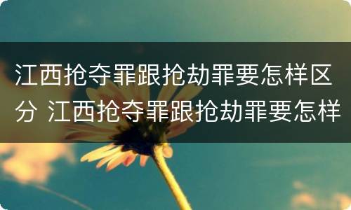 江西抢夺罪跟抢劫罪要怎样区分 江西抢夺罪跟抢劫罪要怎样区分呢