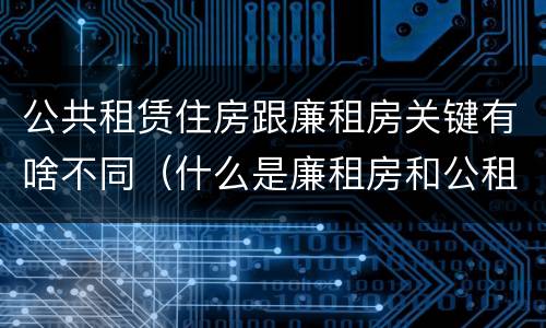 公共租赁住房跟廉租房关键有啥不同（什么是廉租房和公租房两个有什么特点）
