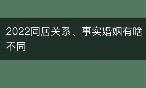 2022同居关系、事实婚姻有啥不同