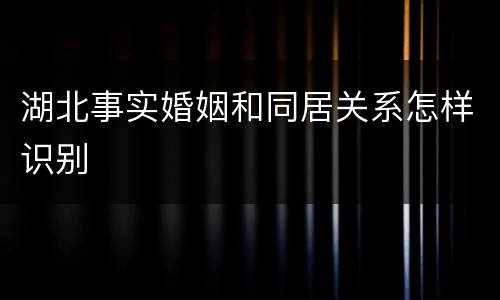 湖北事实婚姻和同居关系怎样识别