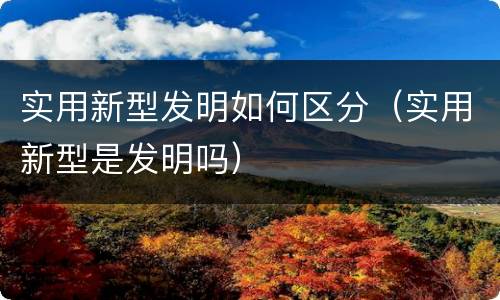 实用新型发明如何区分（实用新型是发明吗）
