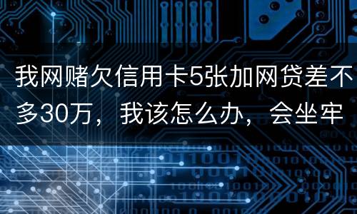我网赌欠信用卡5张加网贷差不多30万，我该怎么办，会坐牢吗？没钱还，还不上了