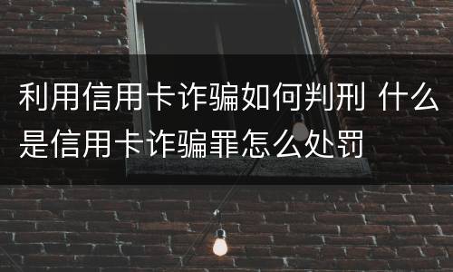 利用信用卡诈骗如何判刑 什么是信用卡诈骗罪怎么处罚