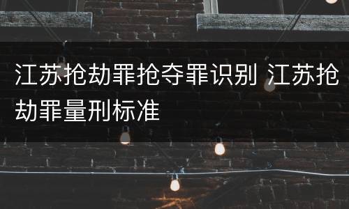 江苏抢劫罪抢夺罪识别 江苏抢劫罪量刑标准