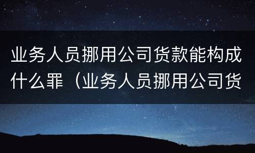 业务人员挪用公司货款能构成什么罪（业务人员挪用公司货款能构成什么罪行）
