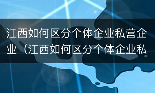 江西如何区分个体企业私营企业（江西如何区分个体企业私营企业和国有）