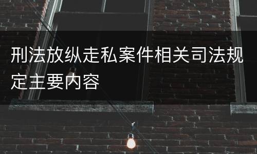 刑法放纵走私案件相关司法规定主要内容