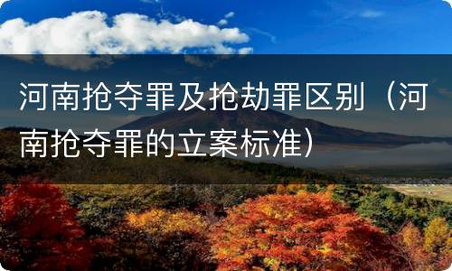 河南抢夺罪及抢劫罪区别（河南抢夺罪的立案标准）
