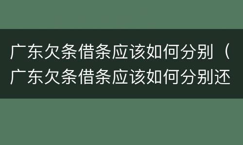 广东欠条借条应该如何分别（广东欠条借条应该如何分别还款）
