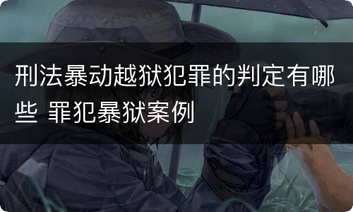 刑法暴动越狱犯罪的判定有哪些 罪犯暴狱案例