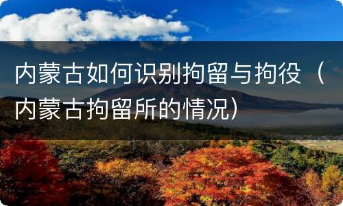 内蒙古如何识别拘留与拘役（内蒙古拘留所的情况）