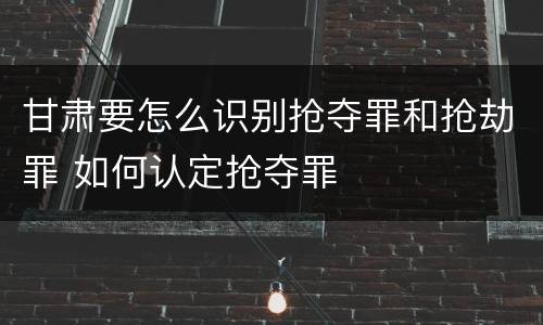 甘肃要怎么识别抢夺罪和抢劫罪 如何认定抢夺罪