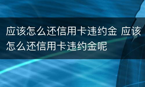 应该怎么还信用卡违约金 应该怎么还信用卡违约金呢