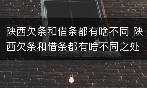 陕西欠条和借条都有啥不同 陕西欠条和借条都有啥不同之处