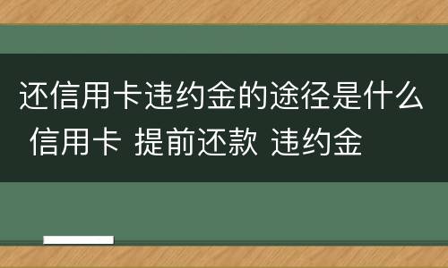 还信用卡违约金的途径是什么 信用卡 提前还款 违约金