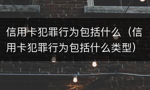 信用卡犯罪行为包括什么（信用卡犯罪行为包括什么类型）