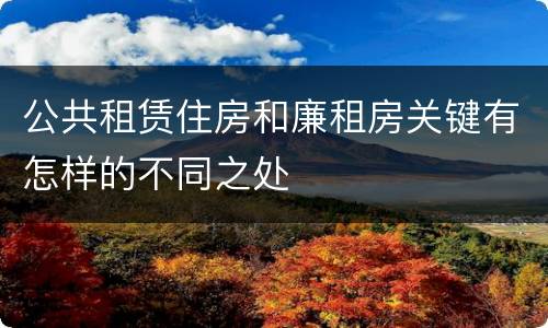 公共租赁住房和廉租房关键有怎样的不同之处