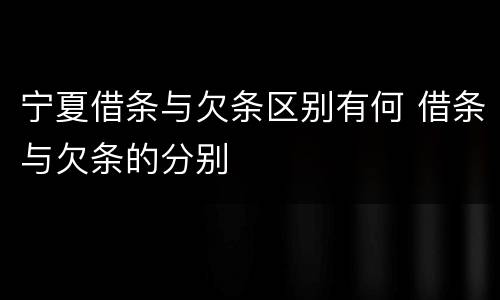 宁夏借条与欠条区别有何 借条与欠条的分别