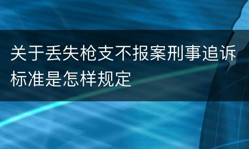 关于丢失枪支不报案刑事追诉标准是怎样规定