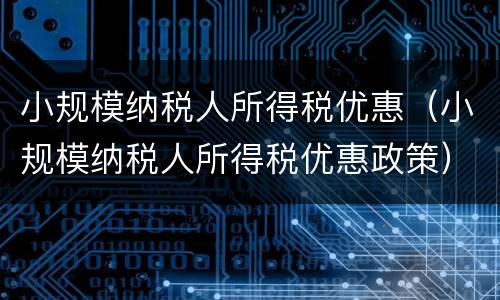 小规模纳税人所得税优惠（小规模纳税人所得税优惠政策）