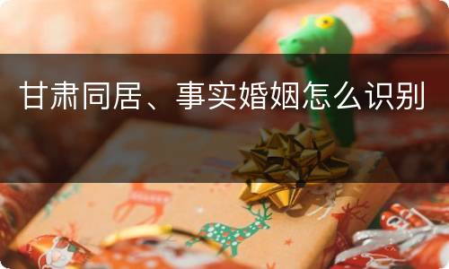 甘肃同居、事实婚姻怎么识别