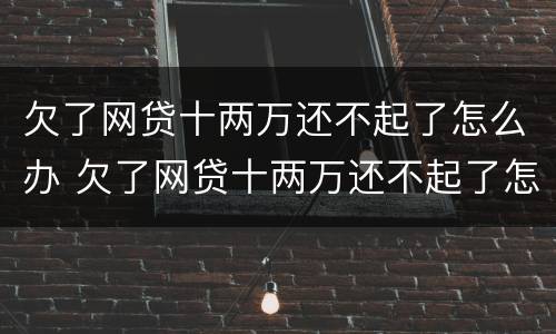 欠了网贷十两万还不起了怎么办 欠了网贷十两万还不起了怎么办呀