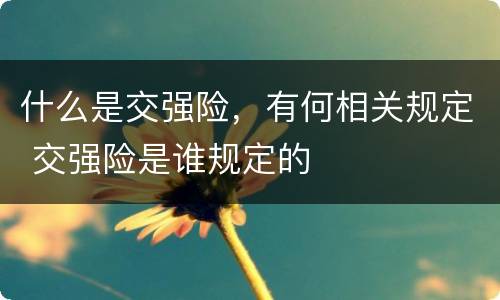 什么是交强险，有何相关规定 交强险是谁规定的