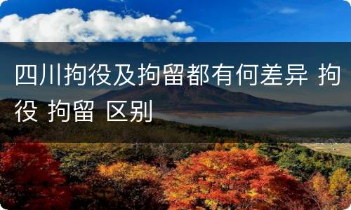 四川拘役及拘留都有何差异 拘役 拘留 区别