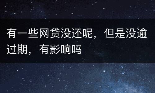 有一些网贷没还呢，但是没逾过期，有影响吗