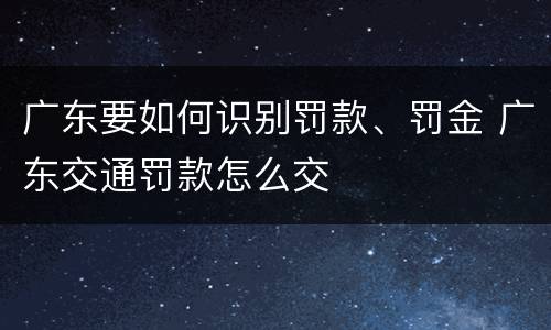 广东要如何识别罚款、罚金 广东交通罚款怎么交