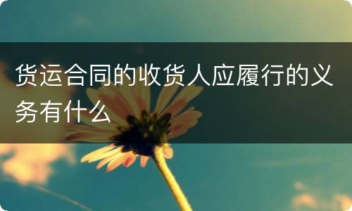 货运合同的收货人应履行的义务有什么