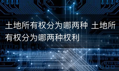 土地所有权分为哪两种 土地所有权分为哪两种权利