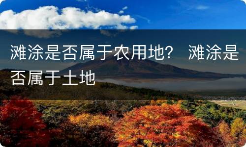 滩涂是否属于农用地？ 滩涂是否属于土地