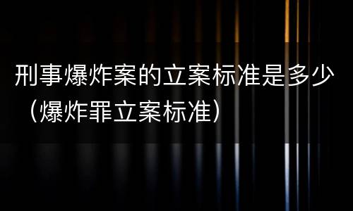 刑事爆炸案的立案标准是多少（爆炸罪立案标准）