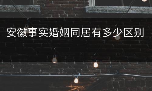 安徽事实婚姻同居有多少区别
