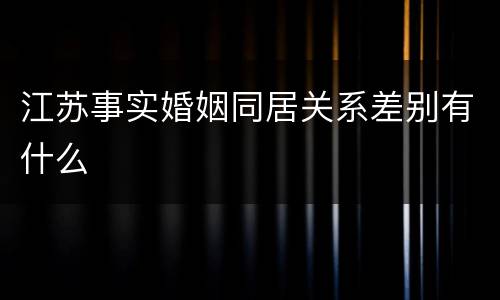 江苏事实婚姻同居关系差别有什么