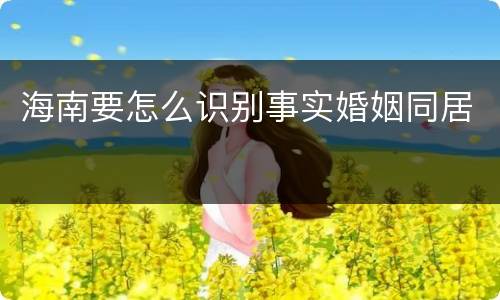 海南要怎么识别事实婚姻同居
