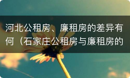 河北公租房、廉租房的差异有何（石家庄公租房与廉租房的区别）