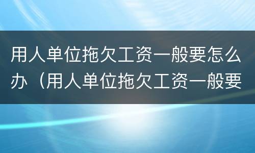 用人单位拖欠工资一般要怎么办（用人单位拖欠工资一般要怎么办呢）
