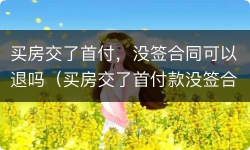 买房交了首付，没签合同可以退吗（买房交了首付款没签合同能退钱吗）