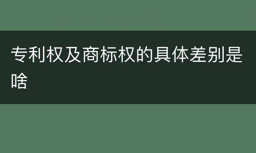 专利权及商标权的具体差别是啥