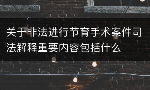 关于非法进行节育手术案件司法解释重要内容包括什么