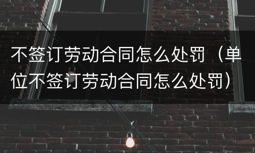 不签订劳动合同怎么处罚（单位不签订劳动合同怎么处罚）