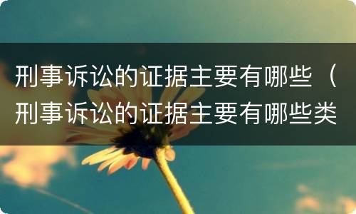 刑事诉讼的证据主要有哪些（刑事诉讼的证据主要有哪些类型）