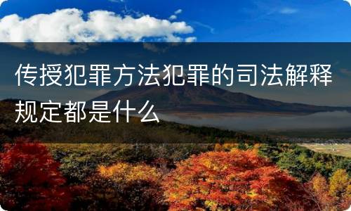 传授犯罪方法犯罪的司法解释规定都是什么