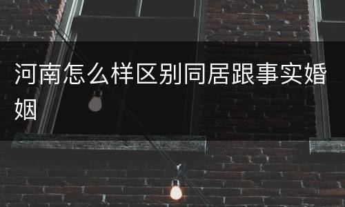 河南怎么样区别同居跟事实婚姻